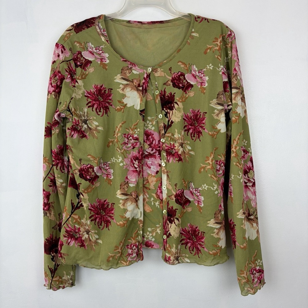 Vintage Y2K Floral Tank and Cardigan Set Women Medium Reversible Whimsical Fairy